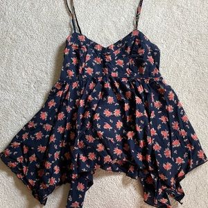 Mudd Navy Floral Tank Top